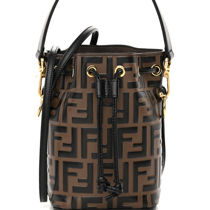 Fendi Vitello Liberty F is Fendi Bi-Color FF 1974 Embossed Mini Mon Tresor Bucket Bag Maya Black 8 of 14