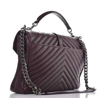 Saint Laurent Sheepskin Matelasse Chevron Monogram Large College Satchel Amaranto 4 of 10