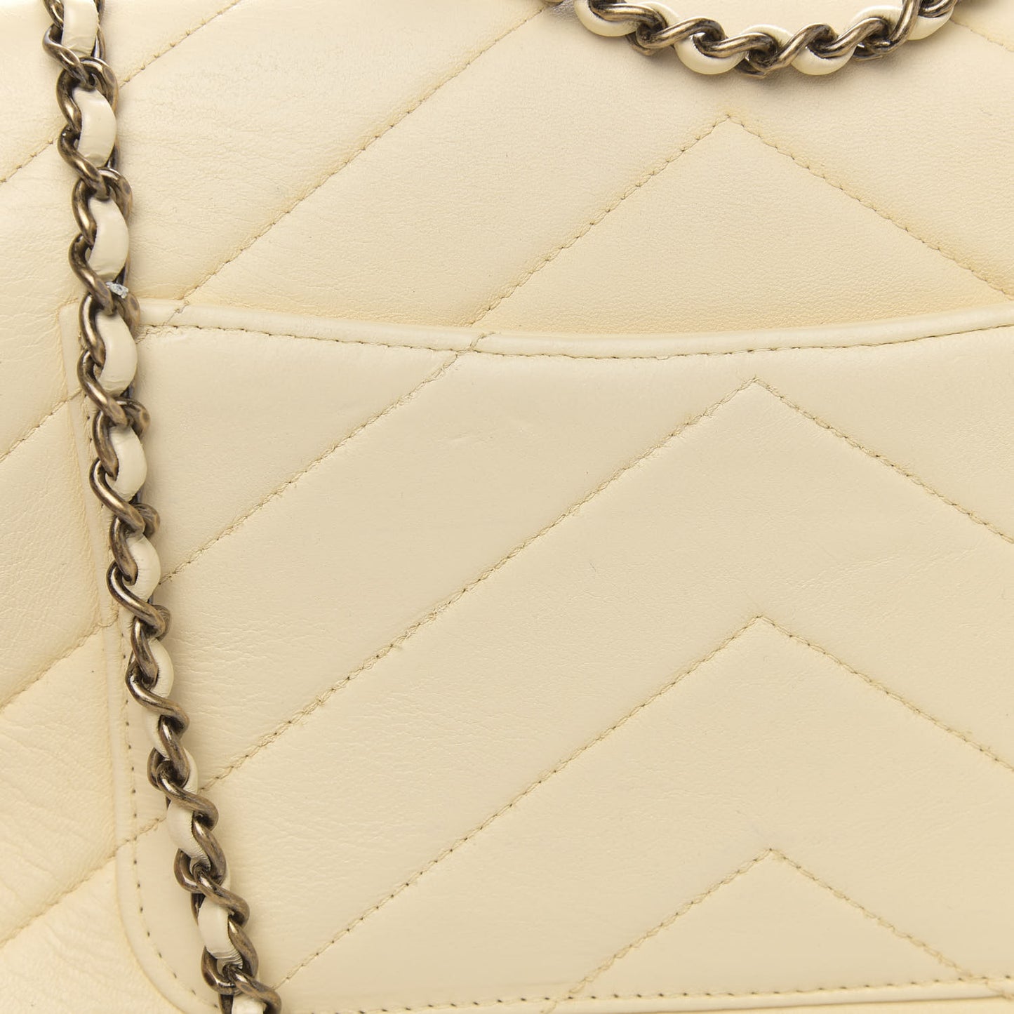 Lambskin Chevron Quilted Envelope Flap White