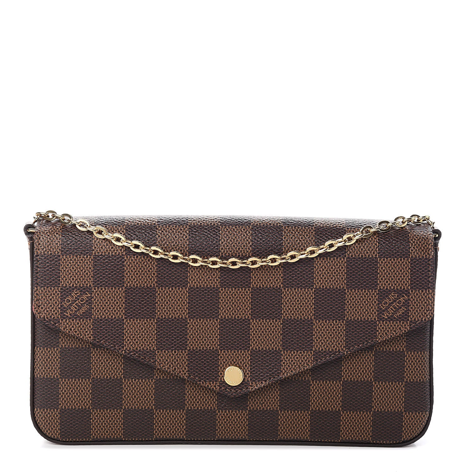 Louis Vuitton Damier Ebene Pochette Felicie Chain Wallet 1 of 11