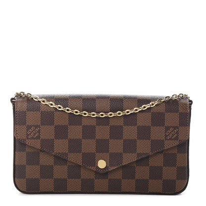Louis Vuitton Damier Ebene Pochette Felicie Chain Wallet 1 of 11