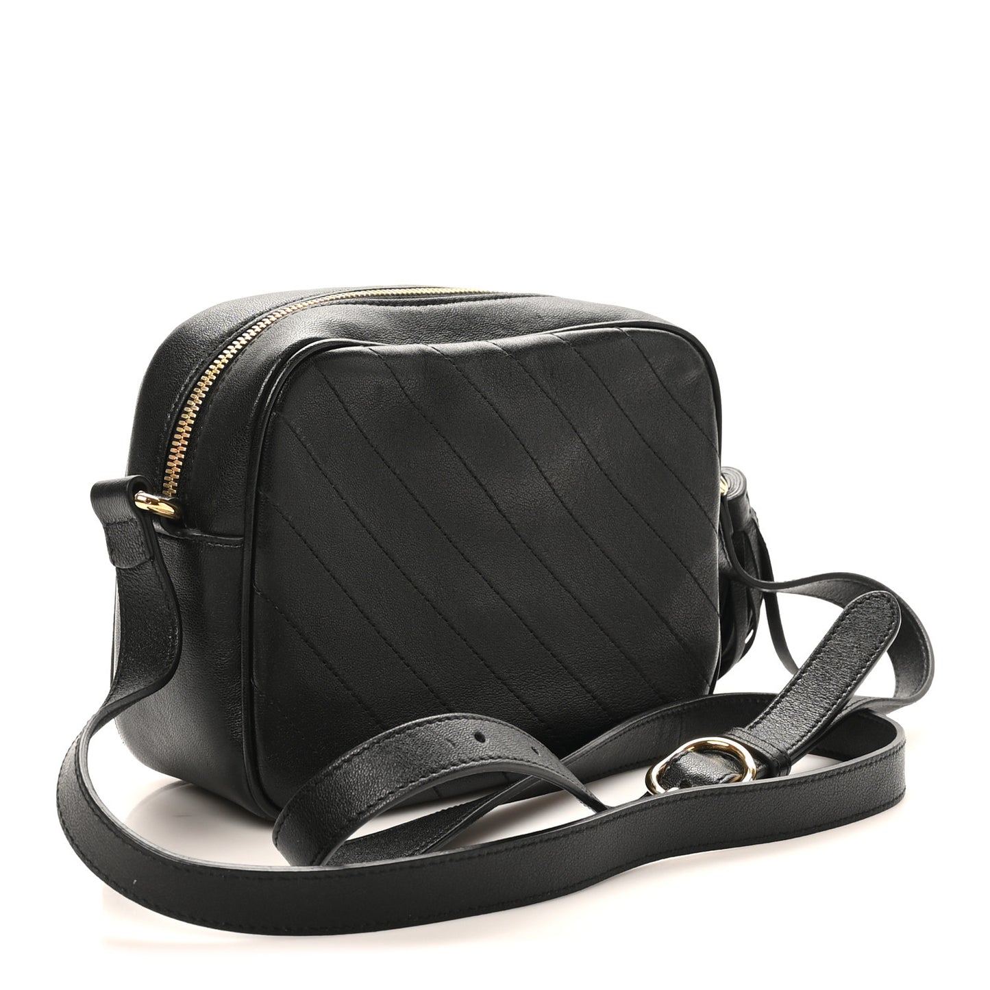 Sakai Be Green Calfskin Diagonal Stitched Small Blondie Shoulder Bag Black