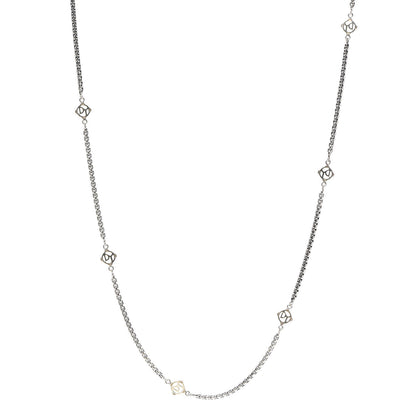 David Yurman Sterling Silver 14K Yellow Gold Logo Station Necklace 32" 1 of 4