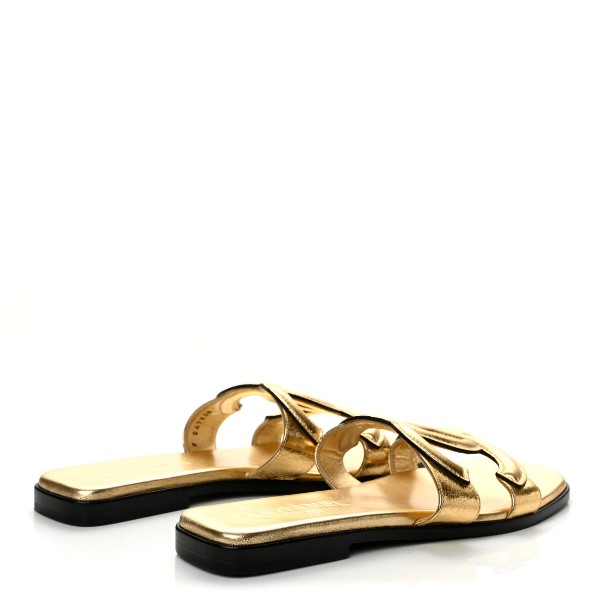 Chanel Crackled Laminated Calfskin CC Cut Out Mules Sandals 40 Gold 5 of 10