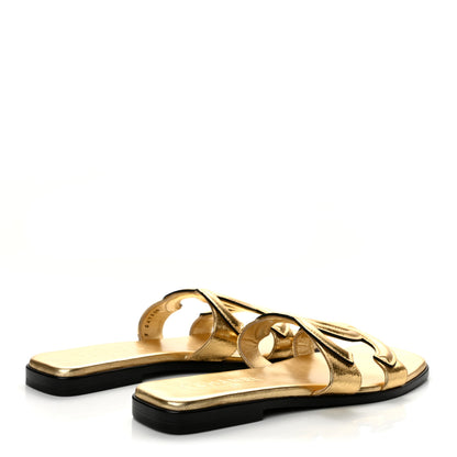 Chanel Crackled Laminated Calfskin CC Cut Out Mules Sandals 40 Gold 5 of 10