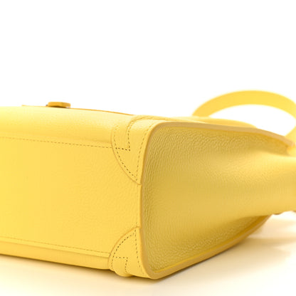 Celine Drummed Calfskin Nano Luggage Citron 10 of 10