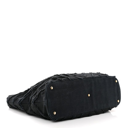 Chanel Canvas Chevron Cuba Patchwork Shopper Tote Black 4 of 10