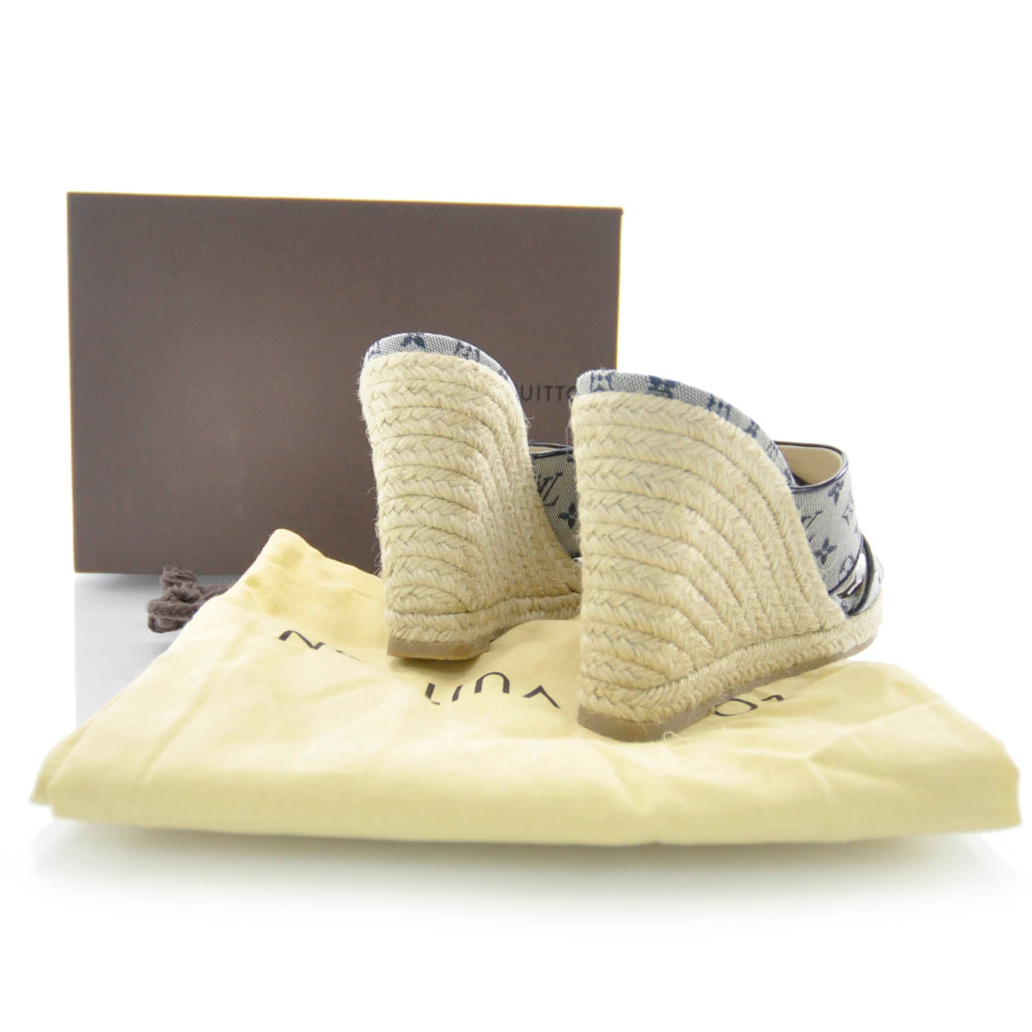 Louis Vuitton Monogram Canvas Wedge Sandals 38 3 of 5
