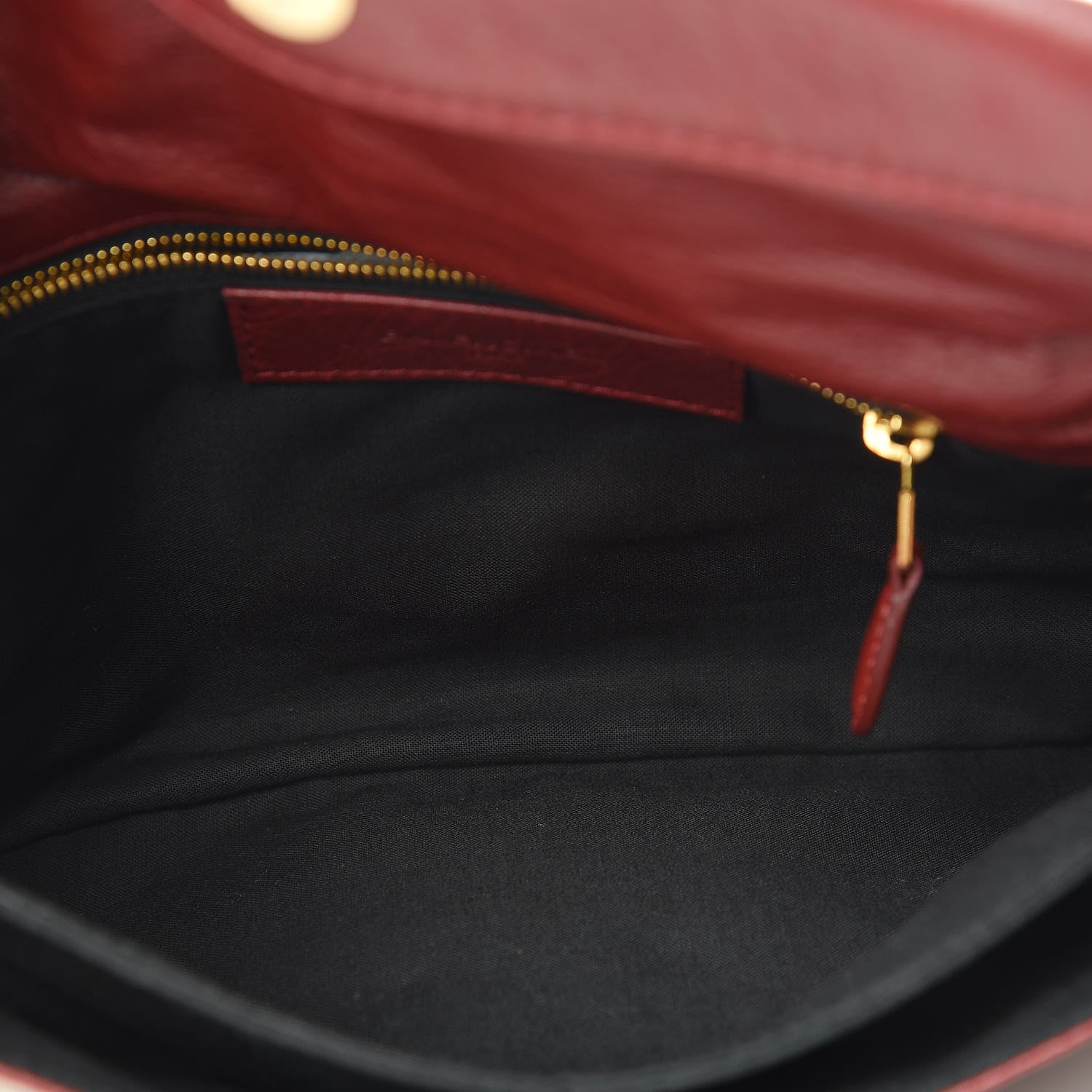 Balenciaga Agneau Giant 12 Gold Hardware Envelope Strap Clutch Rouge Cerise 6 of 12
