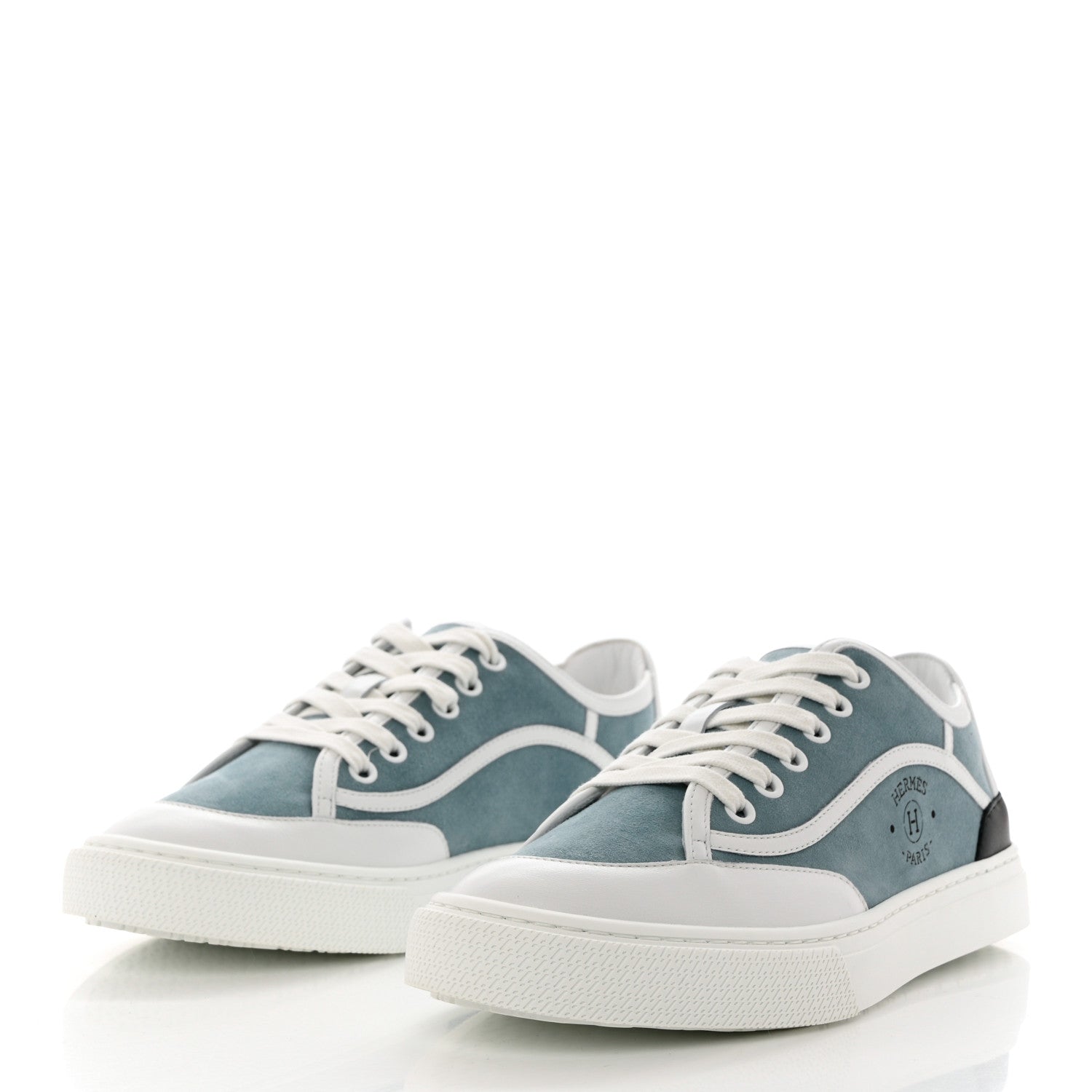 Hermes Suede Get Sneakers 37 Vert D'eau White 3 of 8