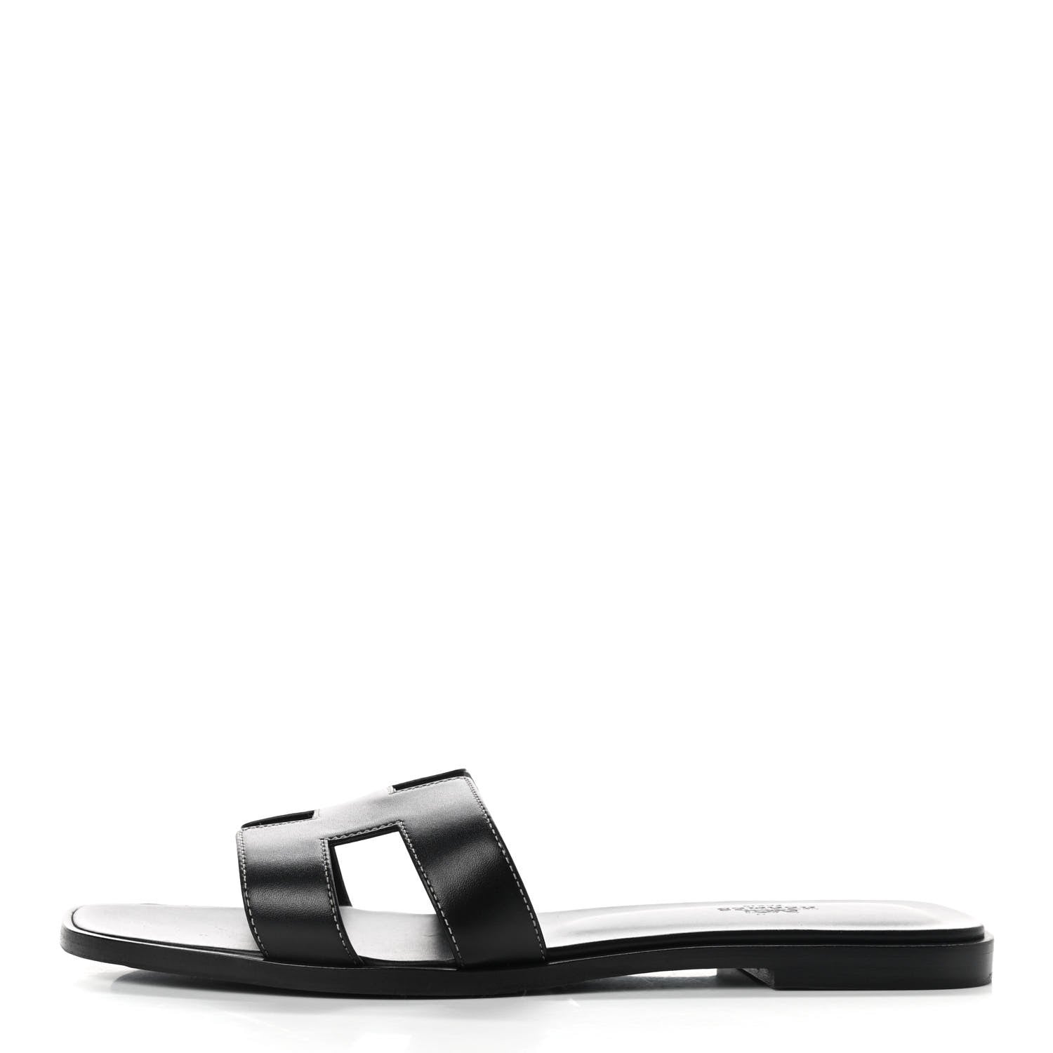 Hermes Box Calfskin Oran Sandals 41 Black 1 of 8