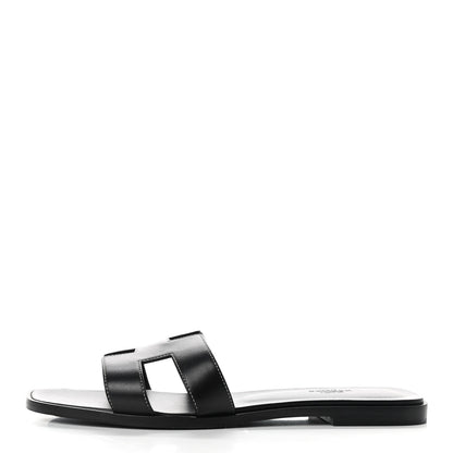 Hermes Box Calfskin Oran Sandals 41 Black 1 of 8