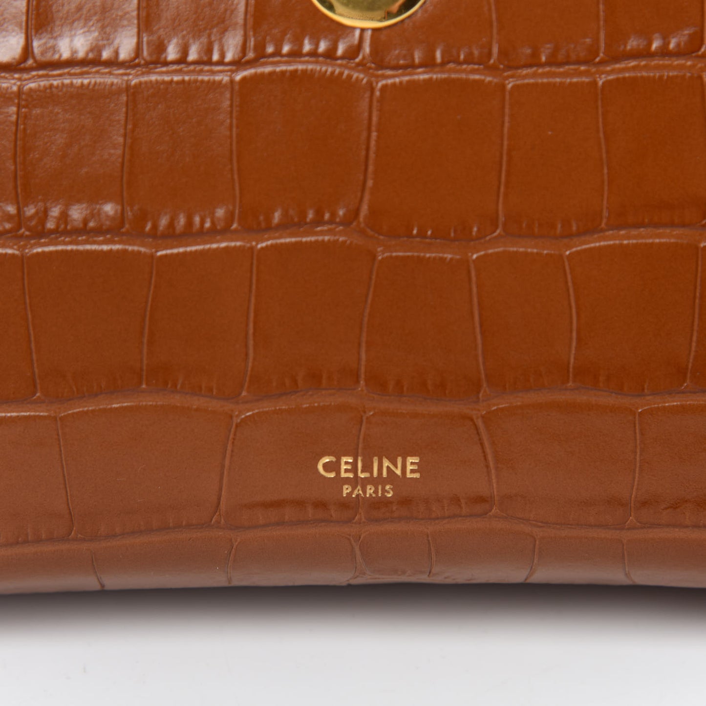 Calfskin Crocodile Embossed Nano Belt Bag Camel