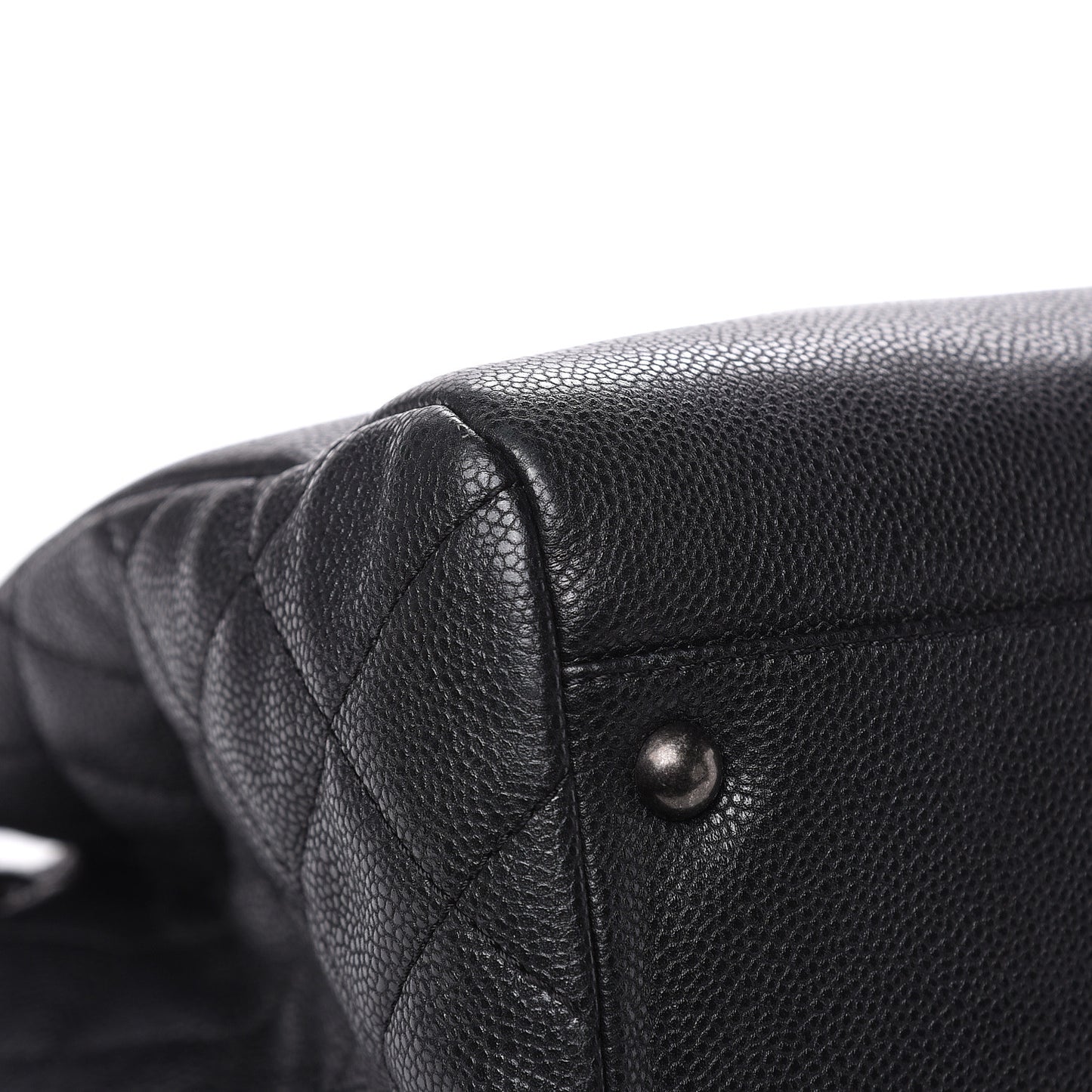 Metallic Grained Calfskin Woven Chain Large Shopping Bag Black