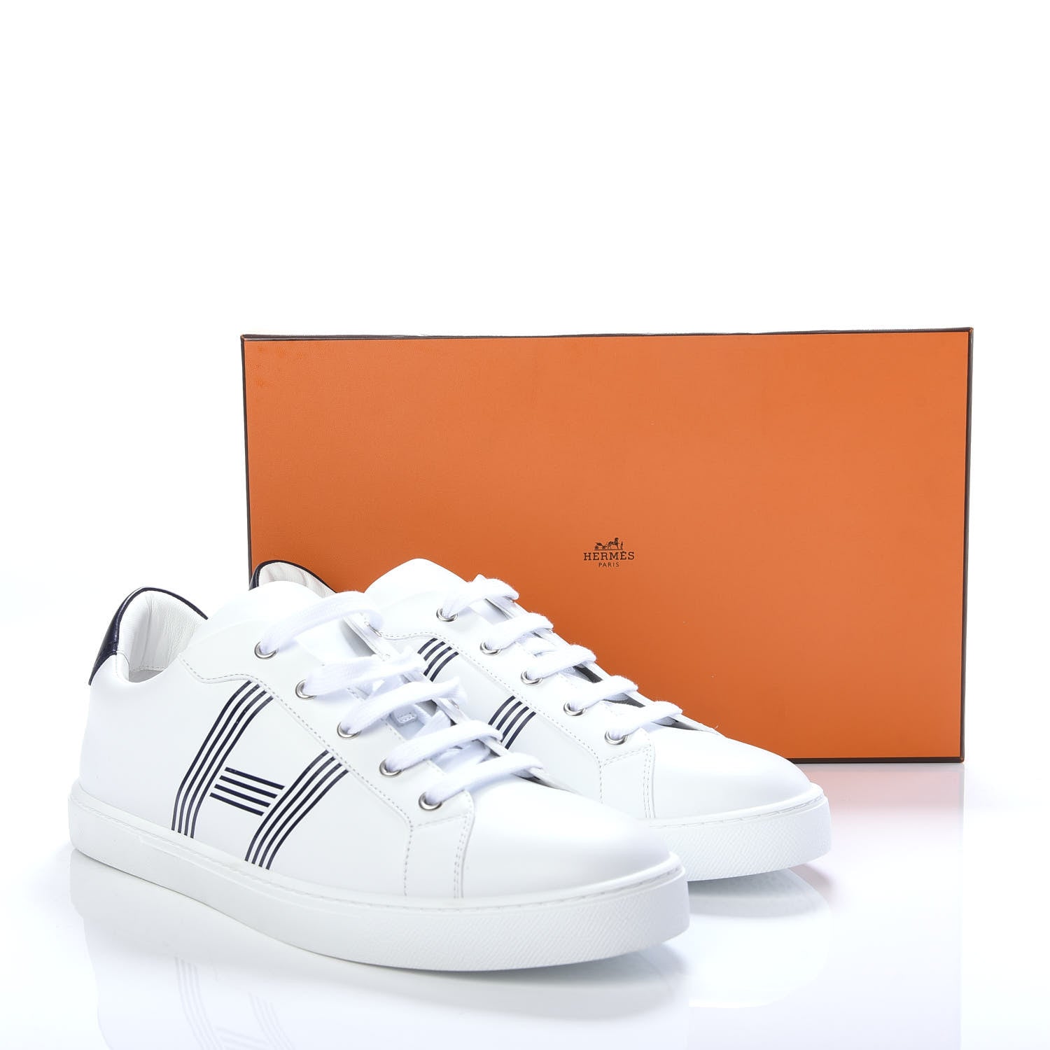 Hermes Calfskin Mens Avantage Sneakers 44 White Marine 12 of 12