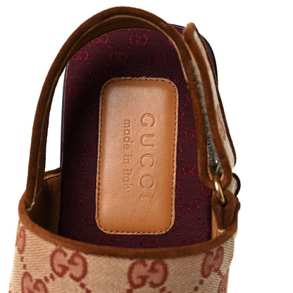 Gucci Canvas GG Monogram Mens Slingback Flat Sandals 7.5 Beige Ruggine Cuir 7 of 9