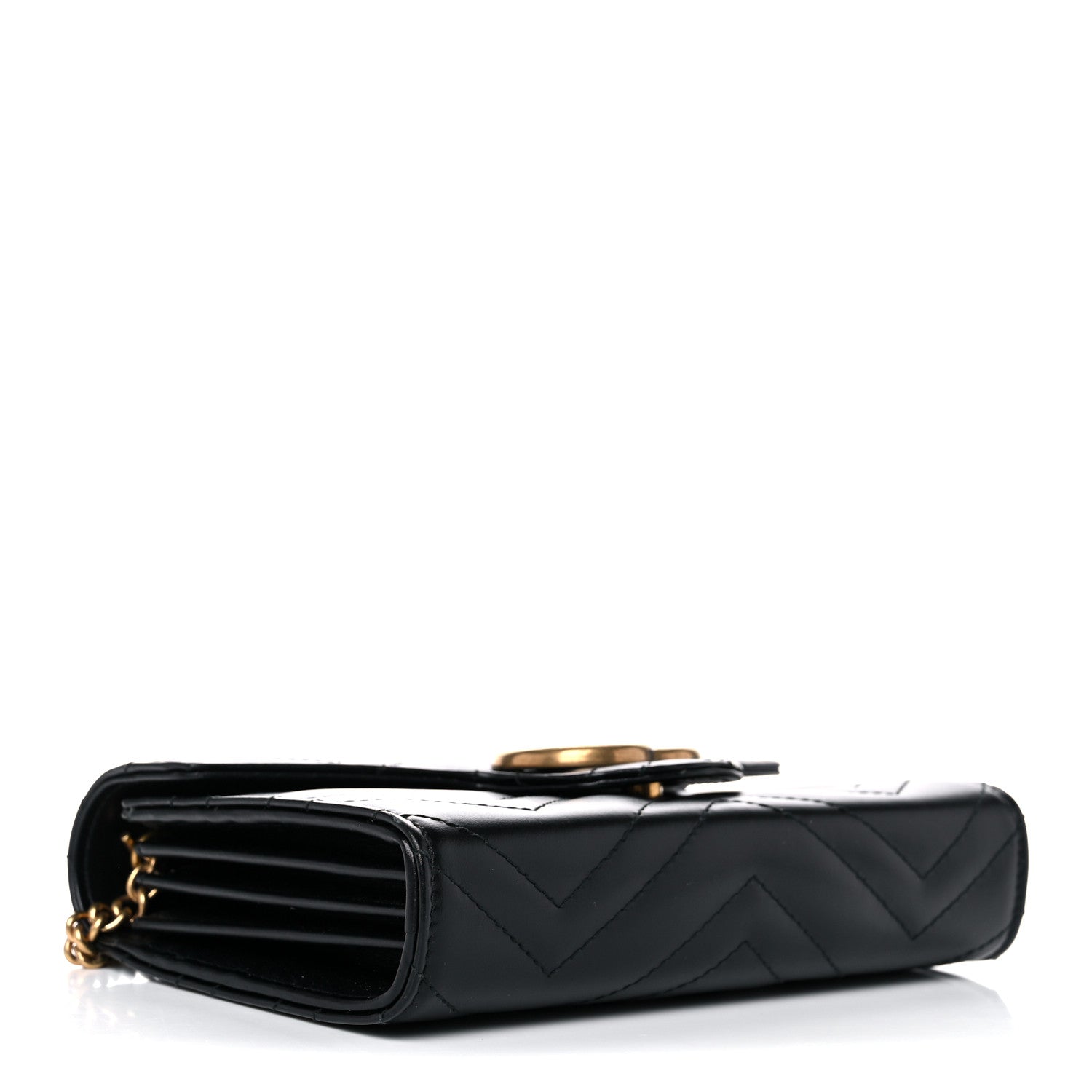 Gucci Calfskin Matelasse GG Marmont Chain Wallet Black 6 of 27