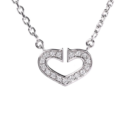 Cartier 18K White Gold Diamond Small Hearts and Symbols Pendant Necklace 4 of 7