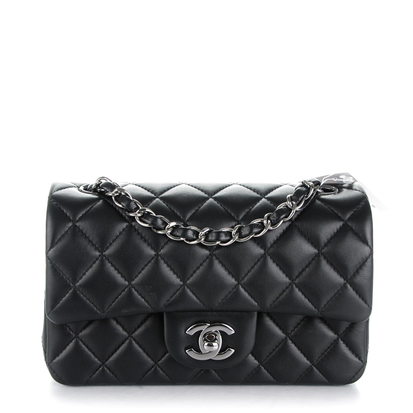 Lambskin Quilted Mini Rectangular Flap Black