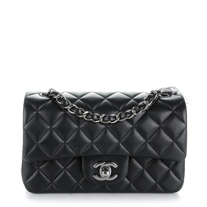 Chanel Lambskin Quilted Mini Rectangular Flap Black 1 of 8