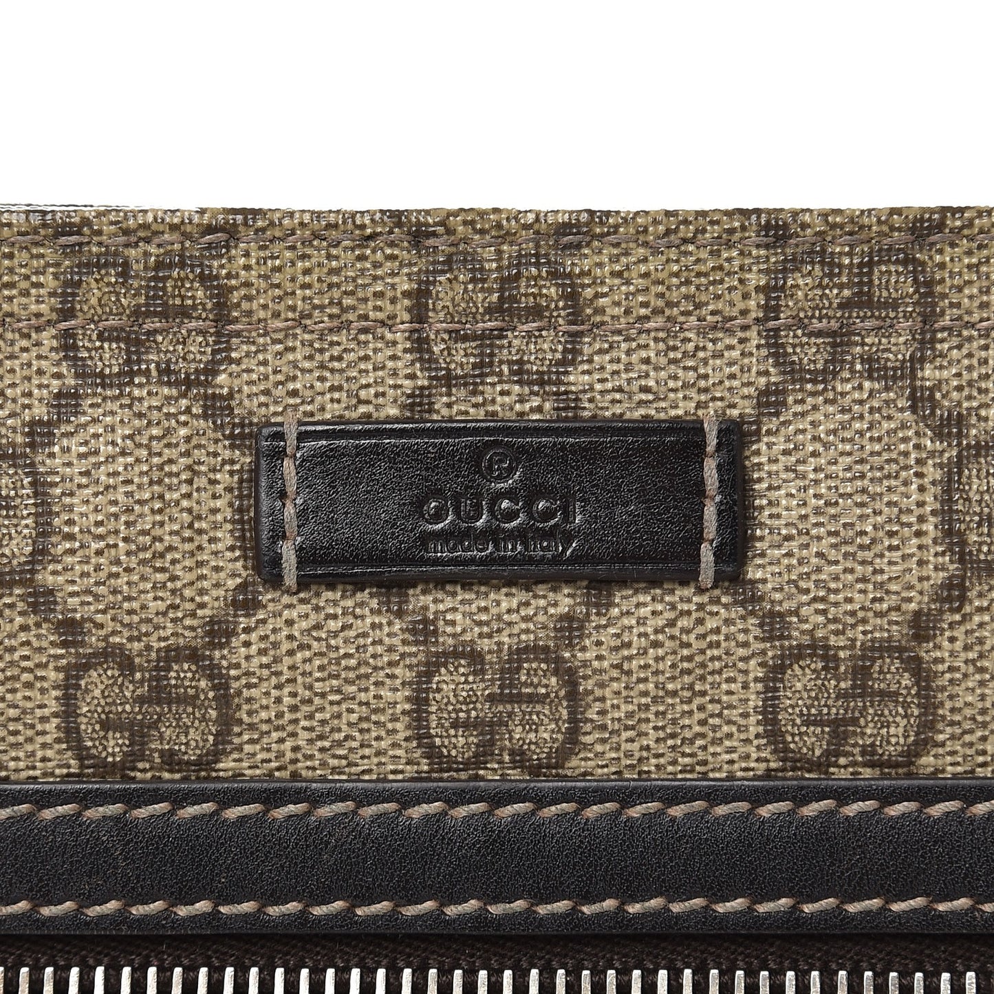 GG Supreme Monogram Selleria Calfskin Small Flat Side Zip Messenger Bag Beige Ebony Cocoa Dark Chocolate