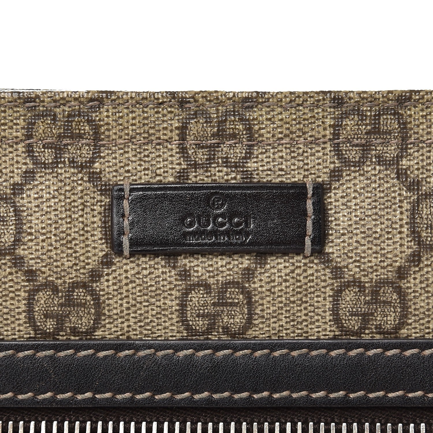 Gucci GG Supreme Monogram Selleria Calfskin Small Flat Side Zip Messenger Bag Beige Ebony Cocoa Dark Chocolate 6 of 11
