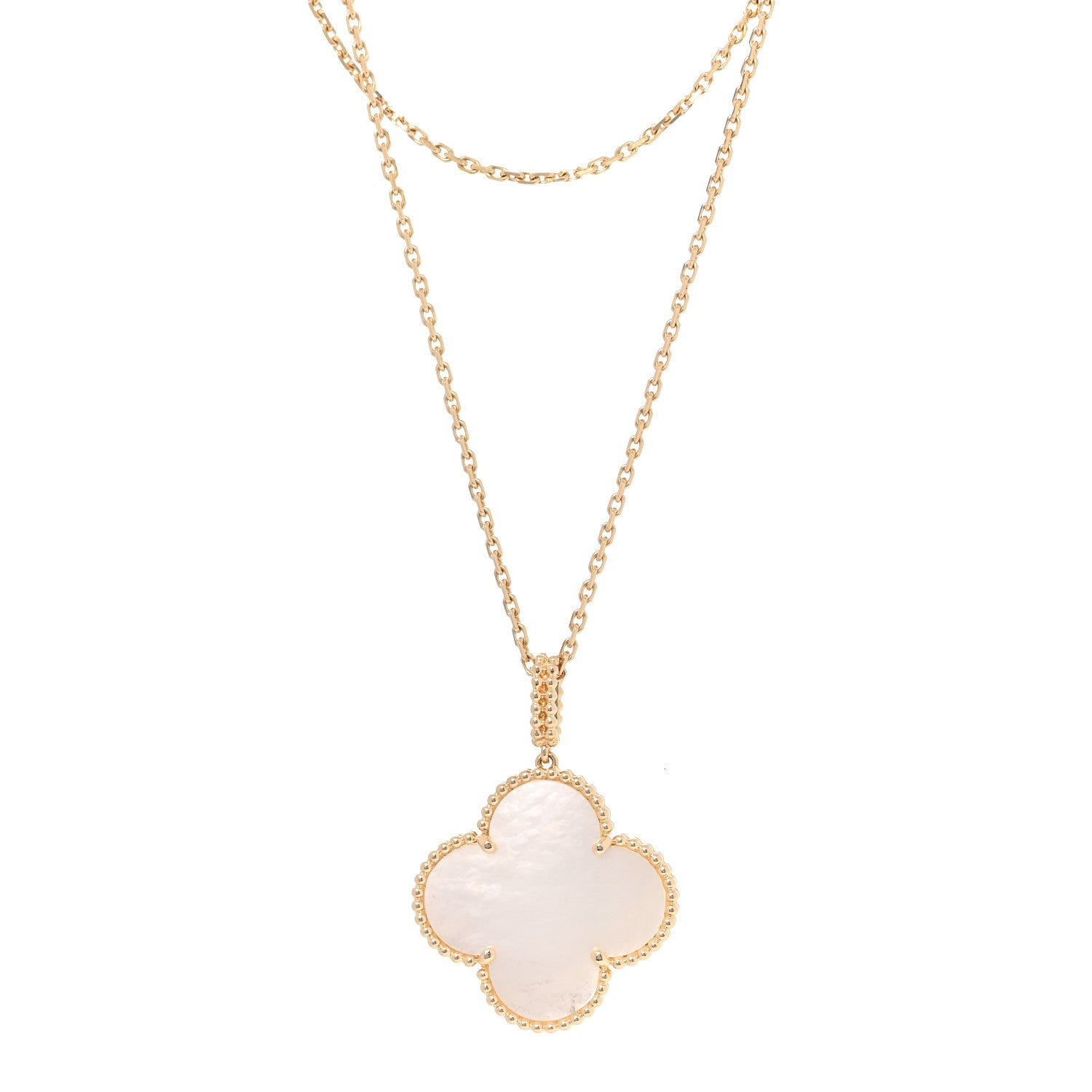 Van Cleef & Arpels 18K Yellow Gold Mother of Pearl Magic Alhambra Long Necklace 3 of 6