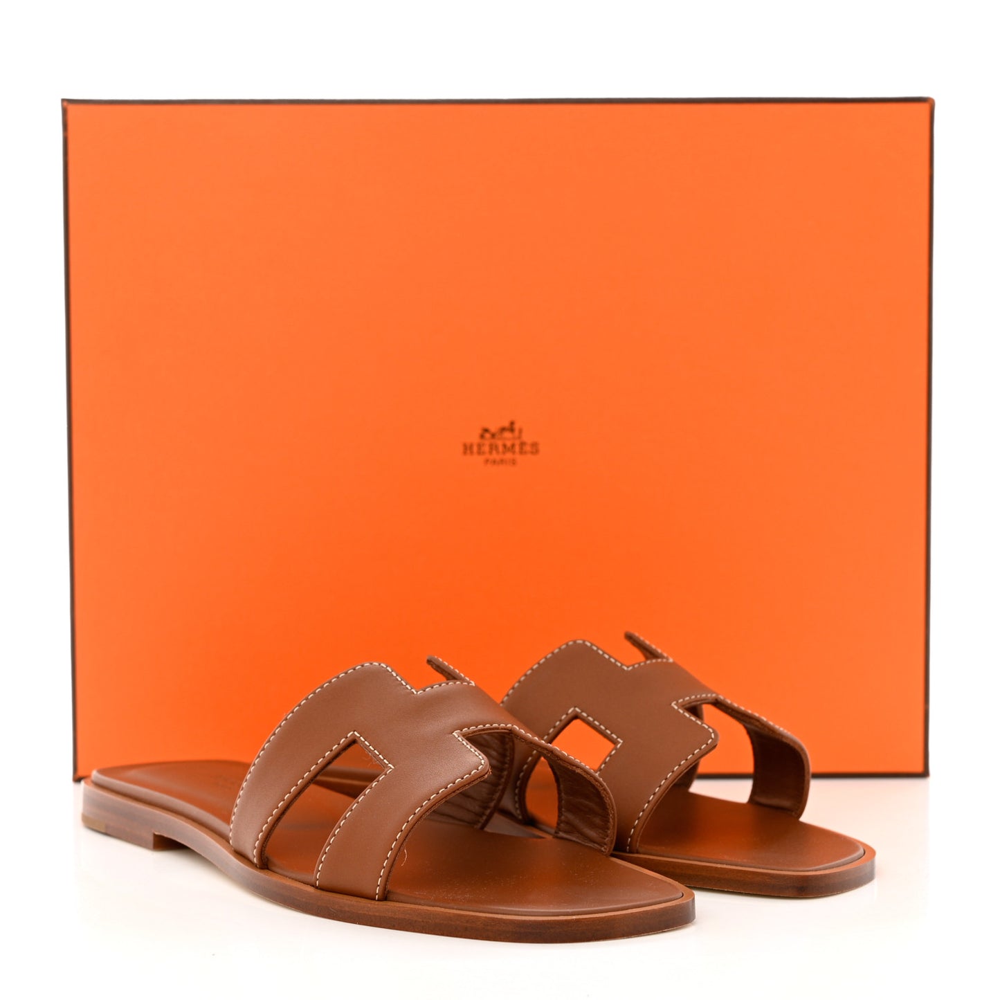 Box Calfskin Oran Sandals 35.5 Gold