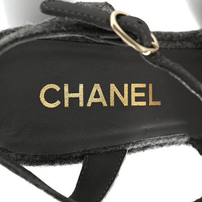 Chanel Wool CC Platform Sandals 38 Grey 7 of 9