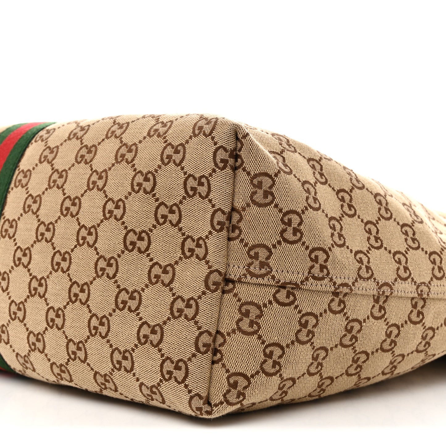 GG Monogram Web Large Giglio Tote Beige Brown