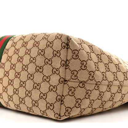 Gucci GG Monogram Web Large Giglio Tote Beige Brown 10 of 13