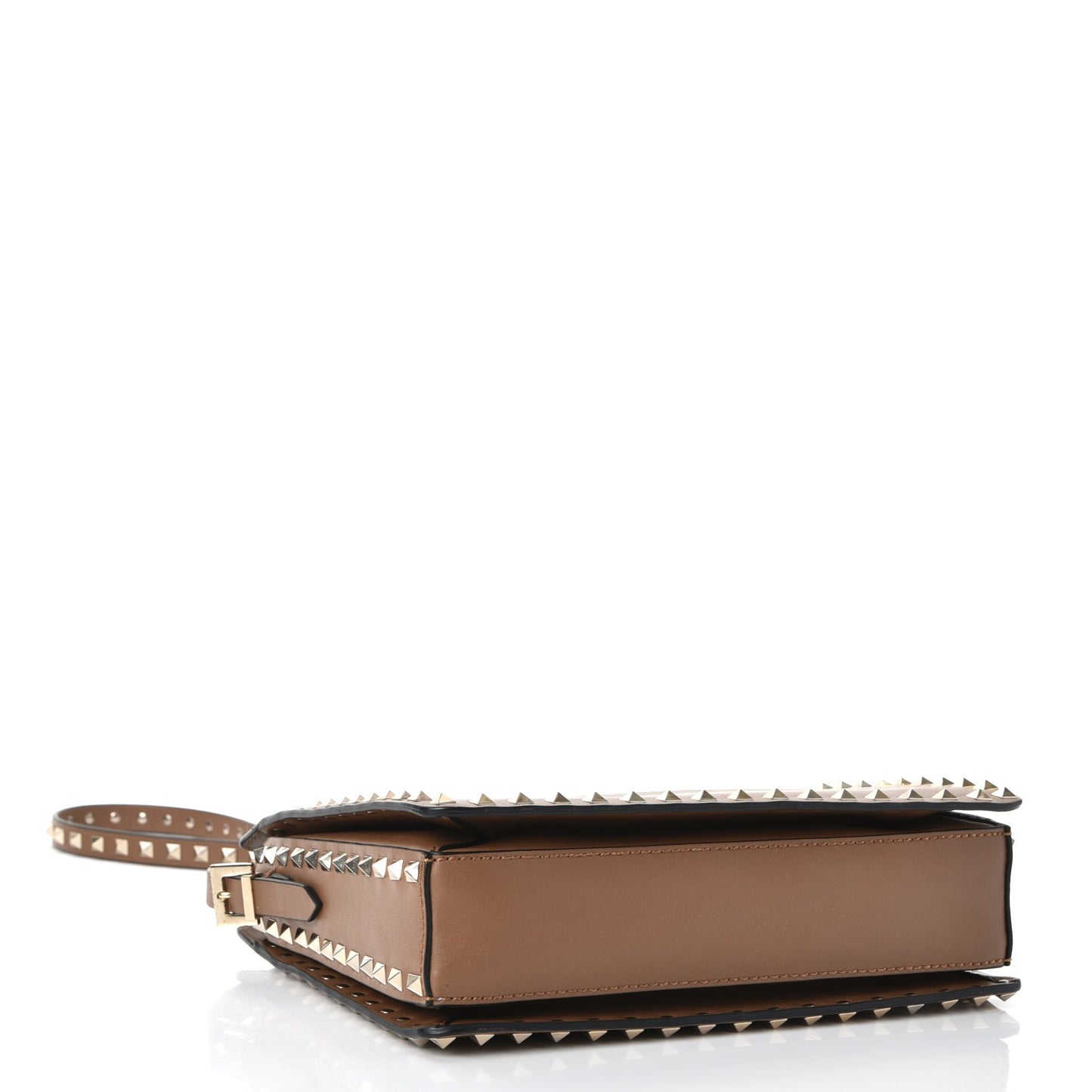 Vitello Small Rockstud Flip-Lock Messenger Bag Light Cuir