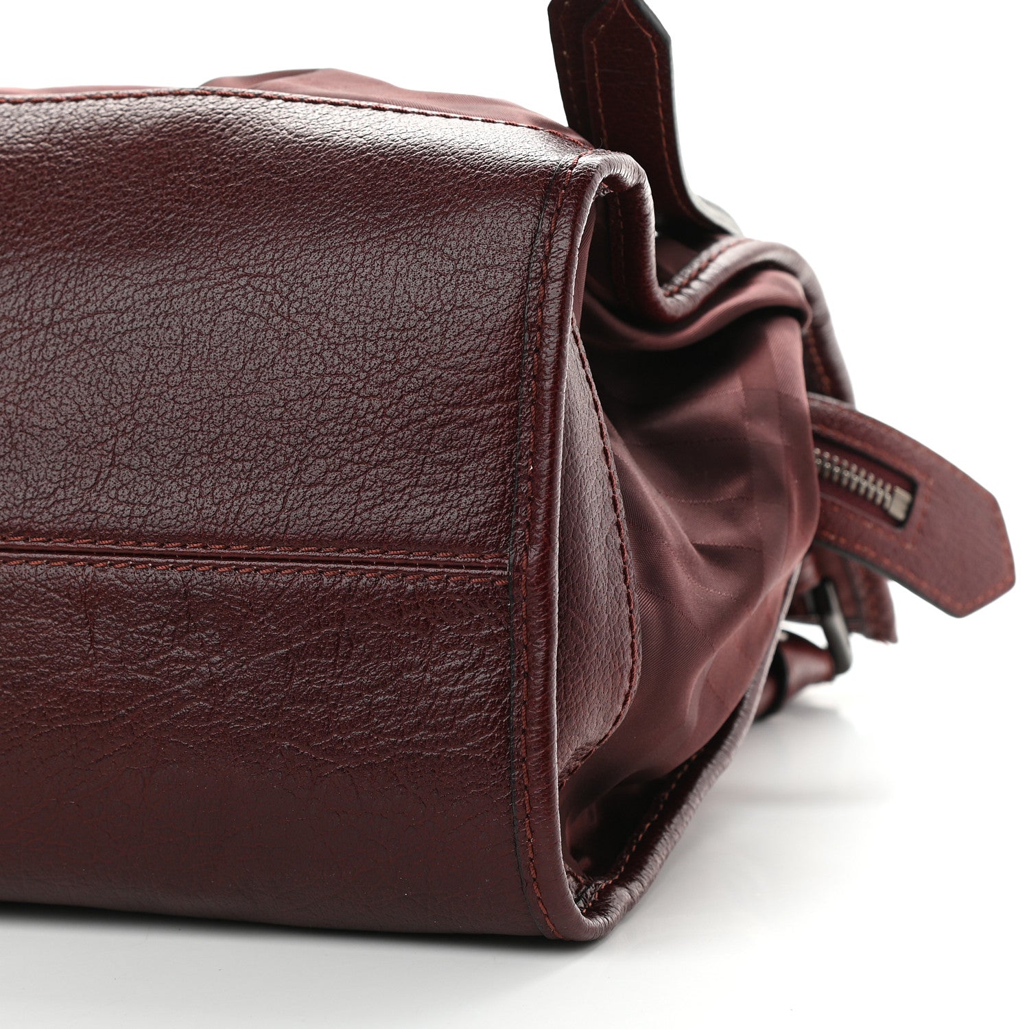 Burberry Nylon Check Tote Burgundy 9 of 11
