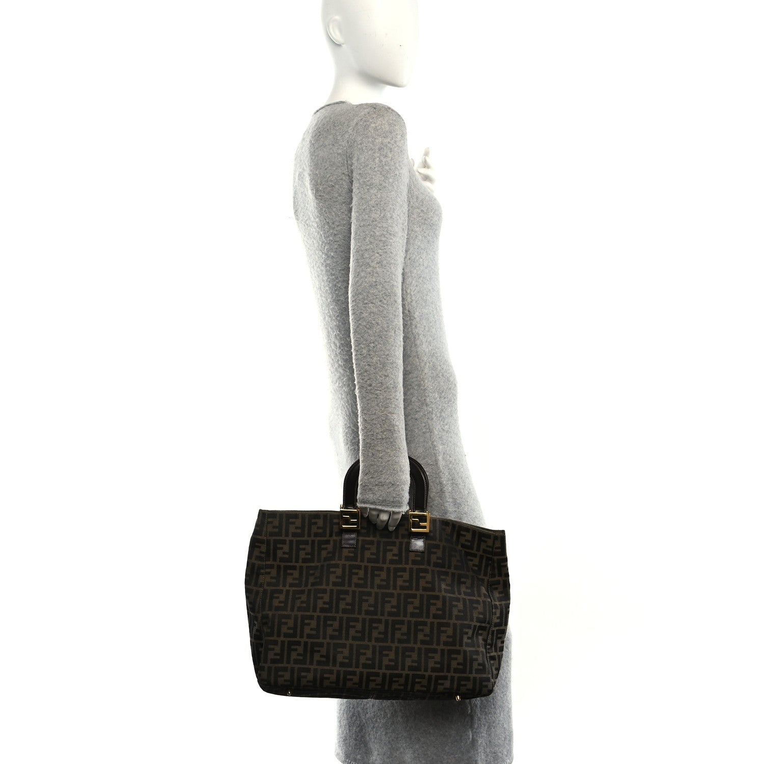Fendi Zucca Top Handle Tote Tobacco 2 of 9