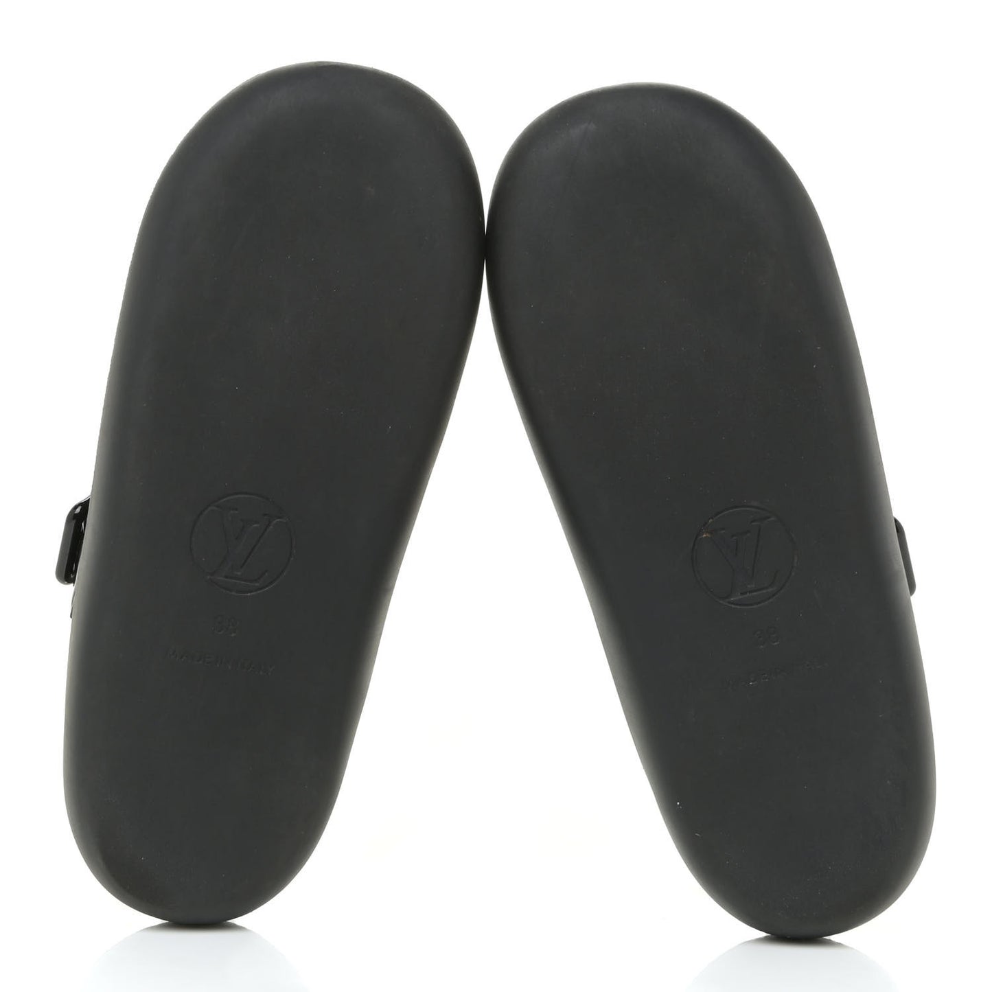 Monogram Sunbath Flat Mule Sandals 38 Black