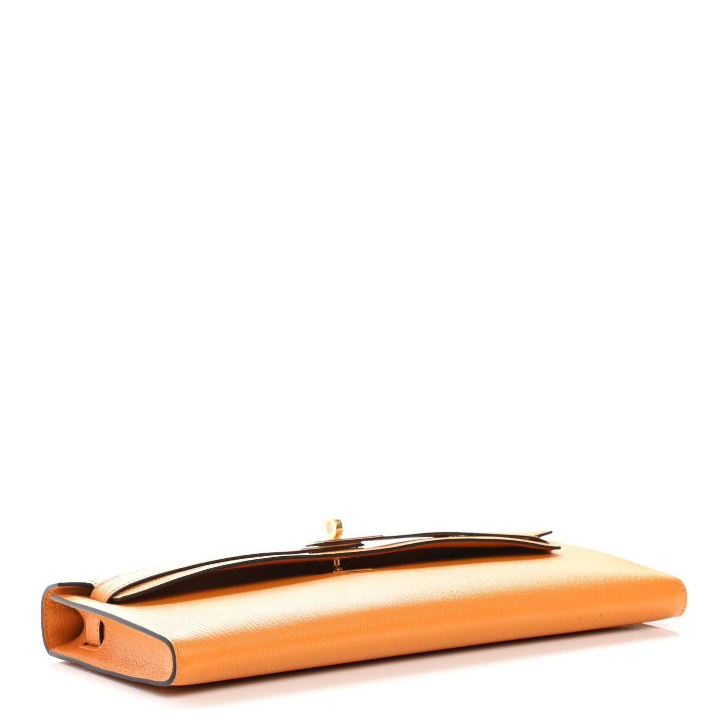 Chevre Mysore Horseshoe Kelly Cut Clutch Pochette Jaune Ambre