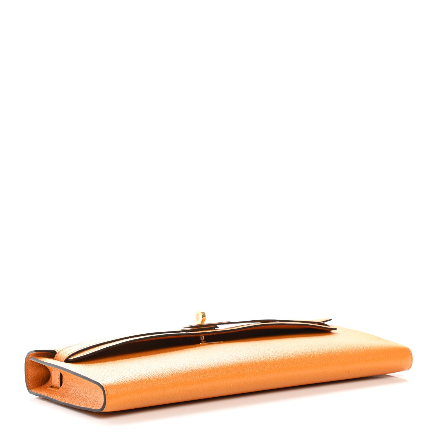 Hermes Chevre Mysore Horseshoe Kelly Cut Clutch Pochette Jaune Ambre 4 of 8