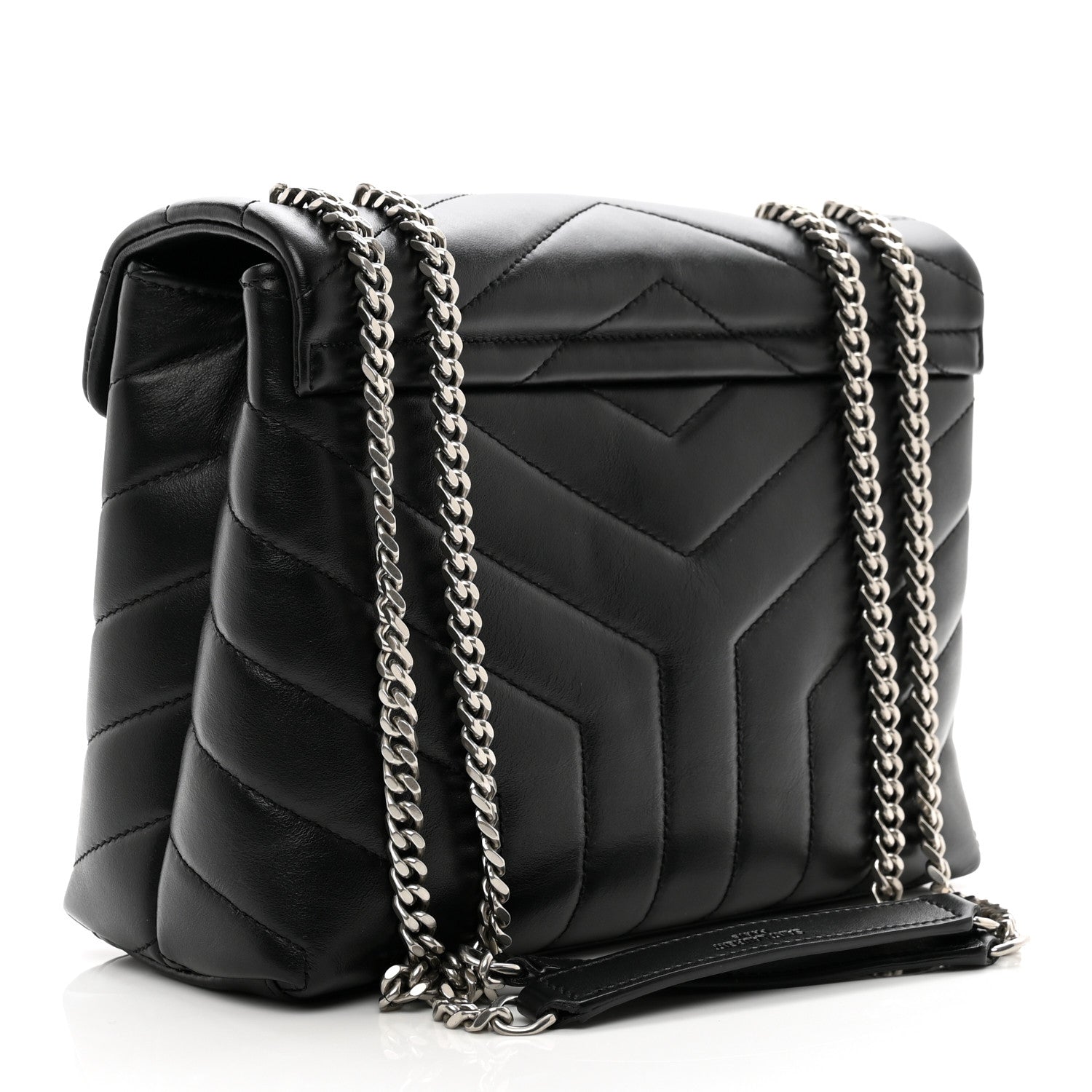 Saint Laurent SAINT LAURENT Calfskin Y Quilted Monogram Small Loulou Chain Satchel Black 3 of 10