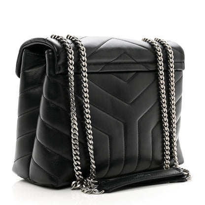 Saint Laurent SAINT LAURENT Calfskin Y Quilted Monogram Small Loulou Chain Satchel Black 3 of 10