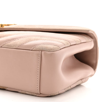 Saint Laurent Calfskin Suede Matelasse Chevron Medium Monogram College Bag Rose Poudre 10 of 16