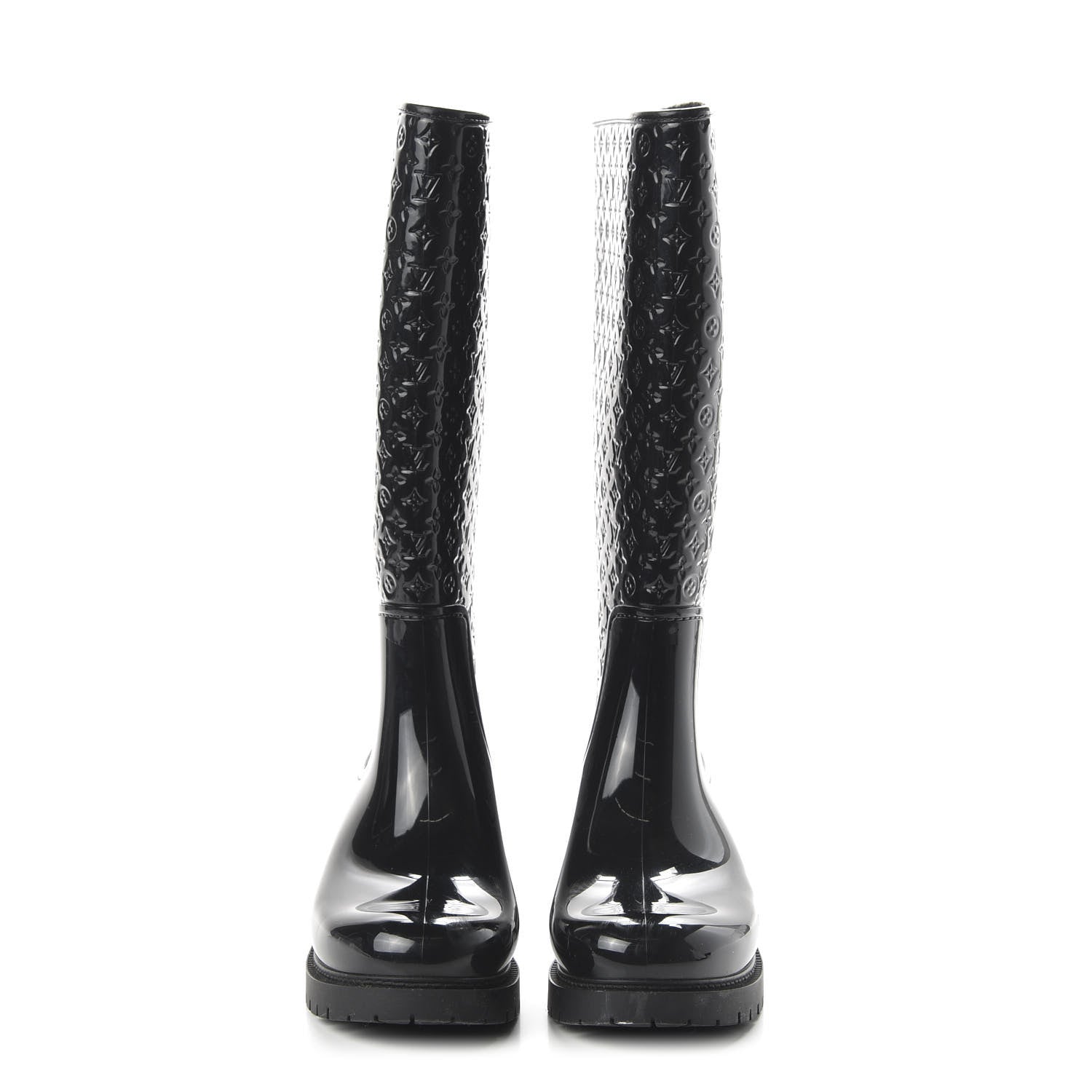 Louis Vuitton Rubber Embossed Monogram Splash Rain Boots 39 Black 2 of 7