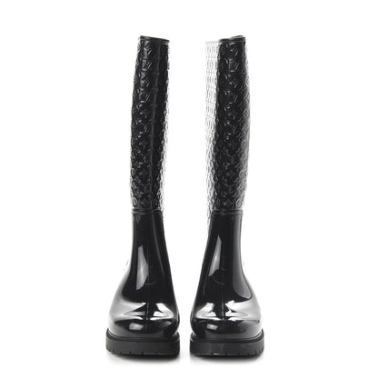Louis Vuitton Rubber Embossed Monogram Splash Rain Boots 39 Black 2 of 7