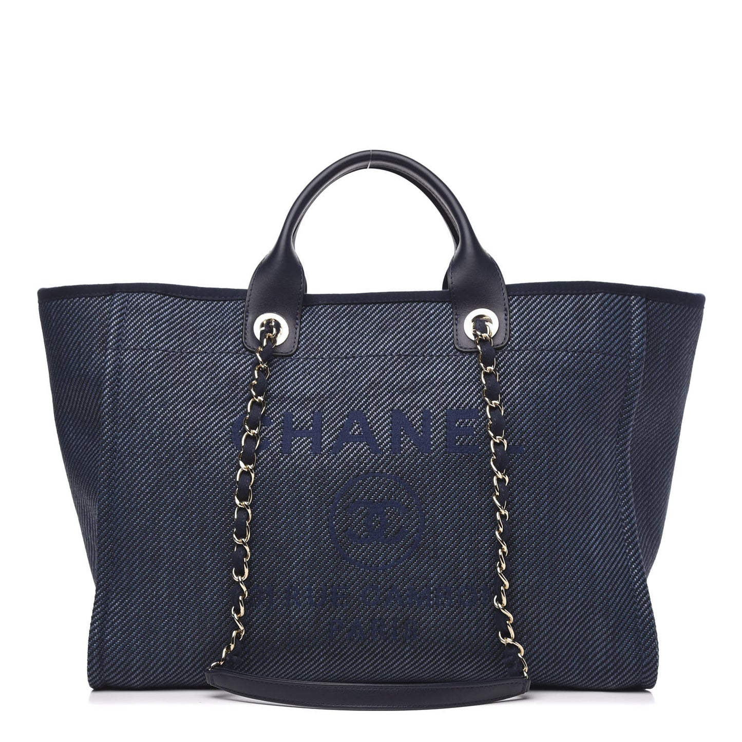 Mixed Fibers Calfskin Medium Deauville Tote Blue