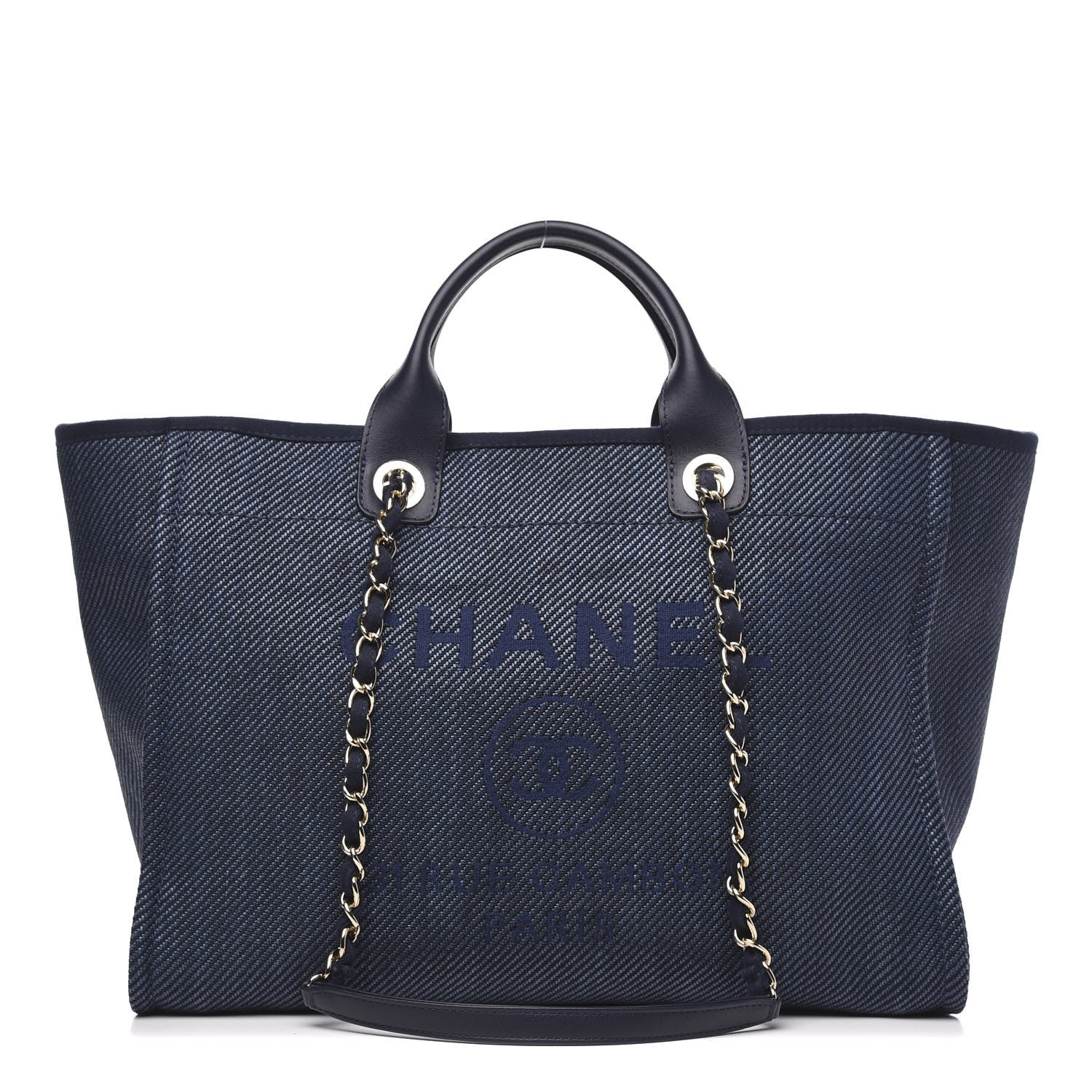 Chanel Mixed Fibers Calfskin Medium Deauville Tote Blue 1 of 9
