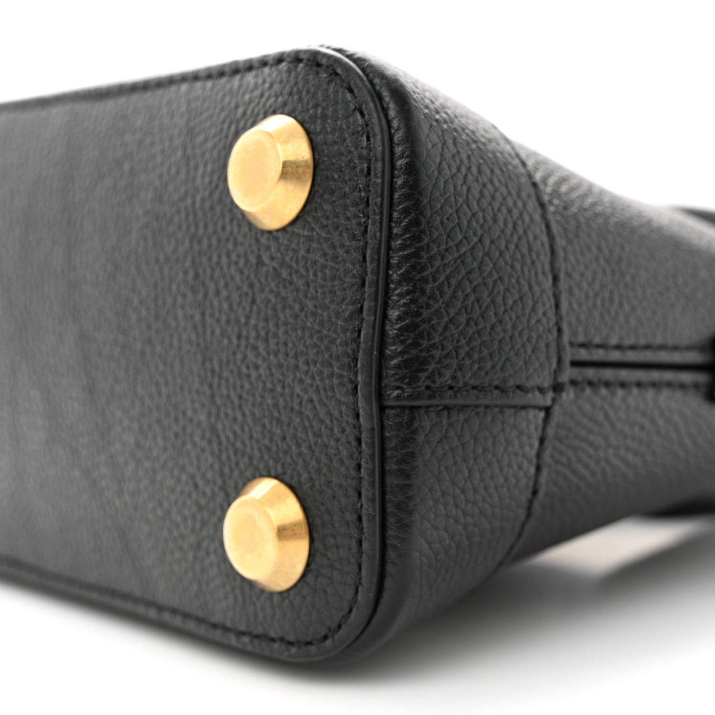 Grained Calfskin Logo XXS Ville Top Handle Bag Black White