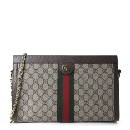 Gucci GG Supreme Monogram Web Medium Ophidia Chain Shoulder Bag Brown 1 of 11