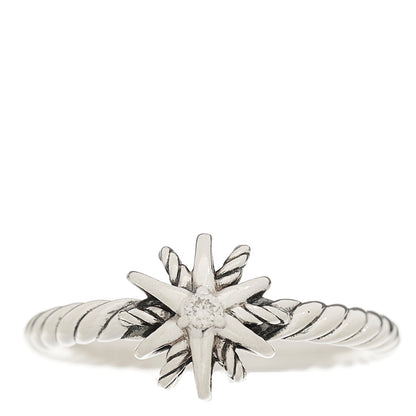 David Yurman Sterling Silver Diamond Petite Starburst Ring 45 3.25 1 of 6