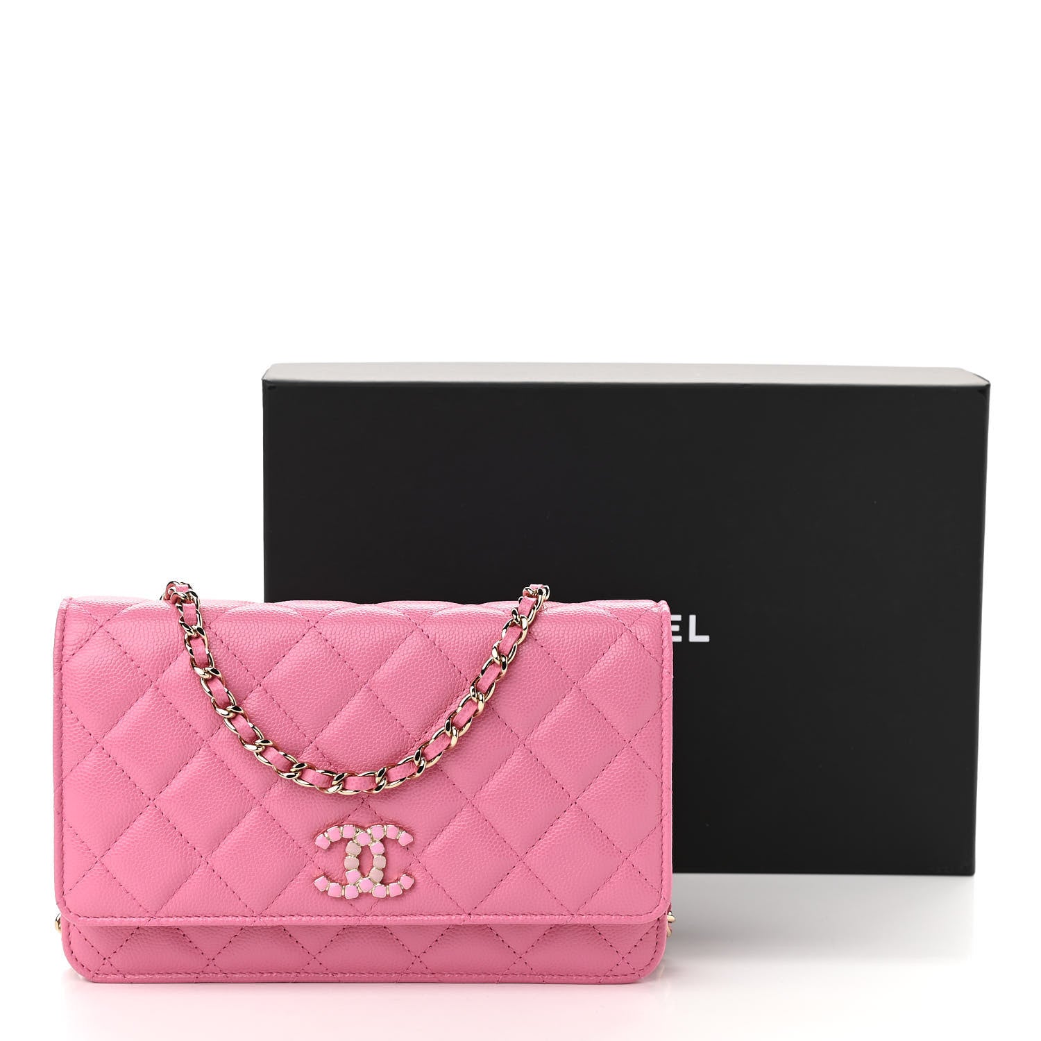 Chanel Caviar Quilted Glass Wallet On Chain WOC Pink 12 of 12