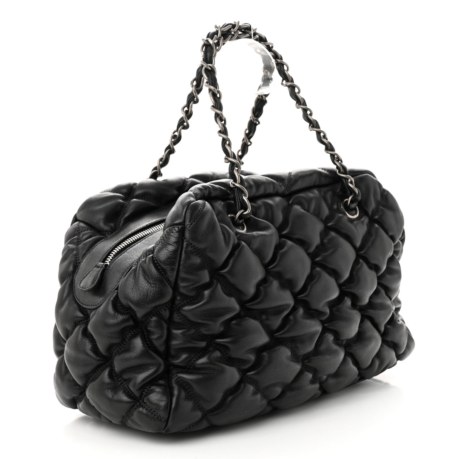 Chanel Calfskin Bubble Quilt Bowler Black 3 of 10