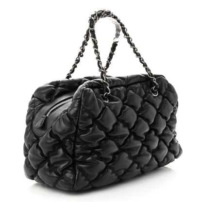 Chanel Calfskin Bubble Quilt Bowler Black 3 of 10